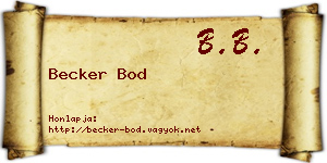 Becker Bod névjegykártya